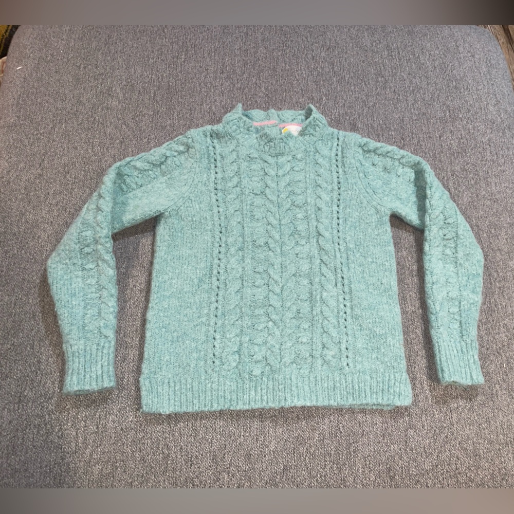 Mini Boden Kids Sweater Washable Alpaca Wool Blend Green Girls 8-9y